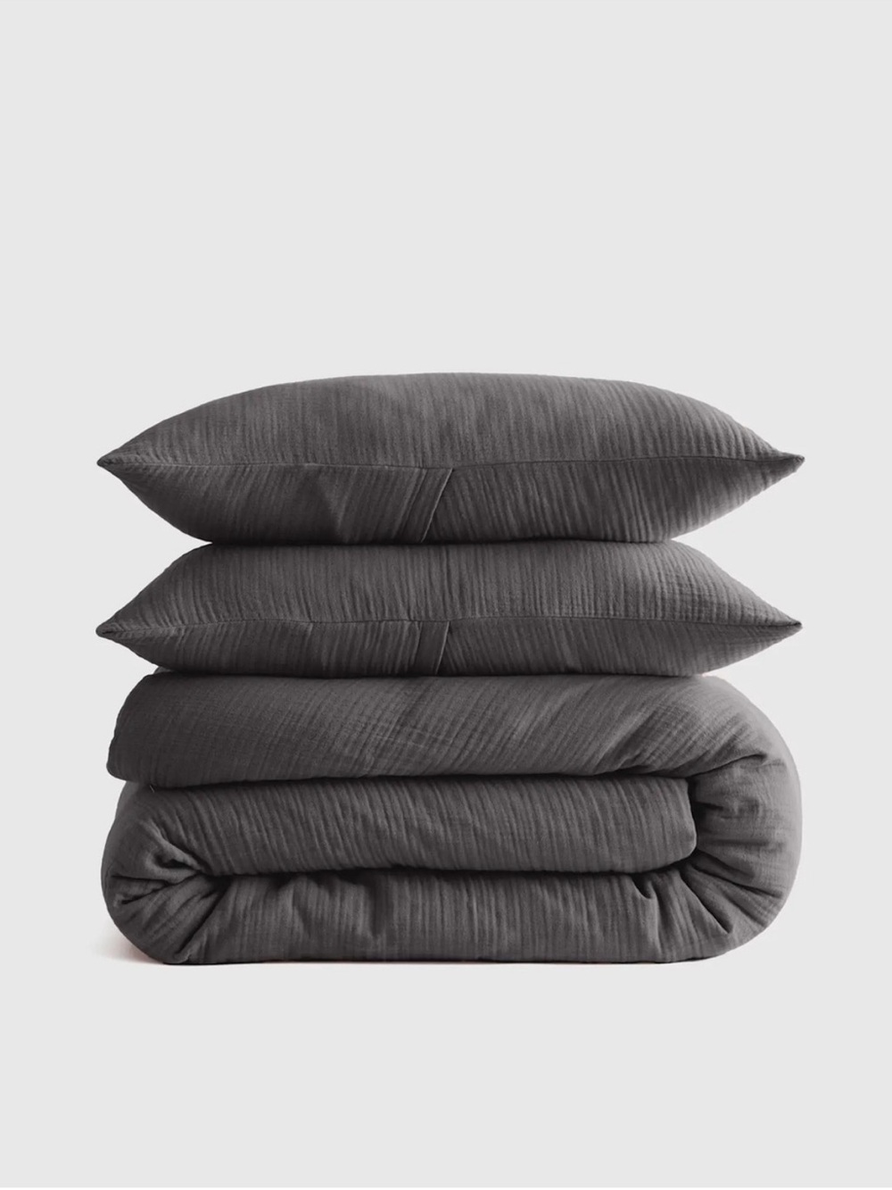 Quince Organic Airy Gauze King Duvet Cover in Charcoal Grey